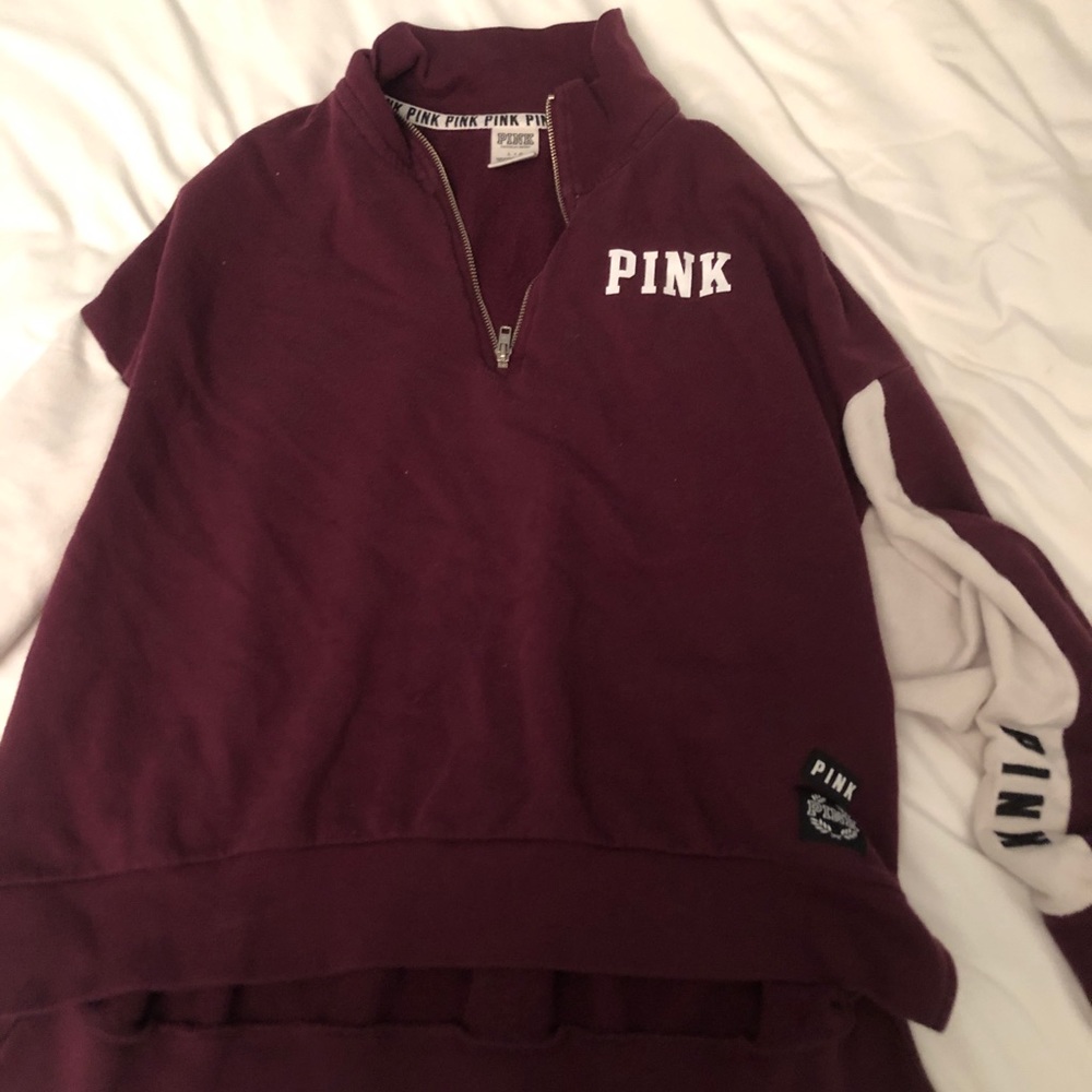 Pink 3-quarter zip up